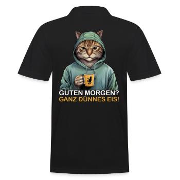 Good morning very thin funny cat - Men's Polo Shirt - black - Back - Kai (181cm)