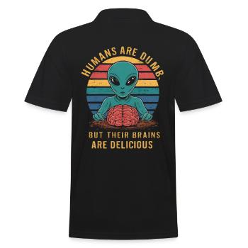 Außerirdische - Menschen sind dumm, aber ihre Gehirne sind es - Männer Poloshirt - Schwarz - Hinten - Kai (181cm)