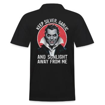 Vampire keep silver garlic sunlight away from me - Men's Polo Shirt - black - Back - Kai (181cm)