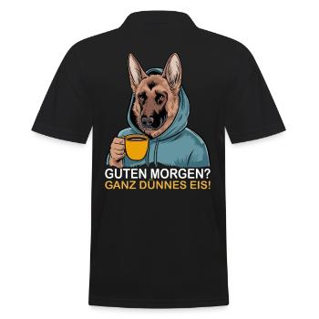 Good morning very thin funny German - Men's Polo Shirt - black - Back - Kai (181cm)