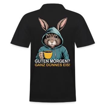 Good morning very thin funny rabbit - Men's Polo Shirt - black - Back - Kai (181cm)