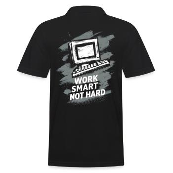 Ordinateur : Travaillez intelligemment, pas dur - Polo Homme - noir - Dos - Kai (181cm)