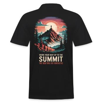 Work your way up to the summit the view will be - Men's Polo Shirt - black - Back - Kai (181cm)