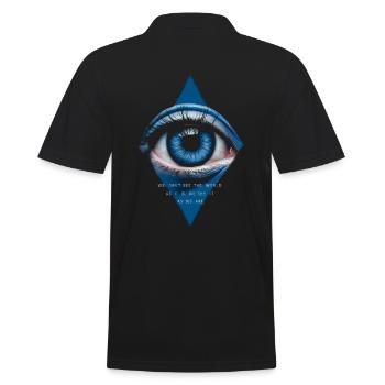 Blaues Auge Wir sehen die Welt nicht so, wie sie ist - Männer Poloshirt - Schwarz - Hinten - Kai (181cm)