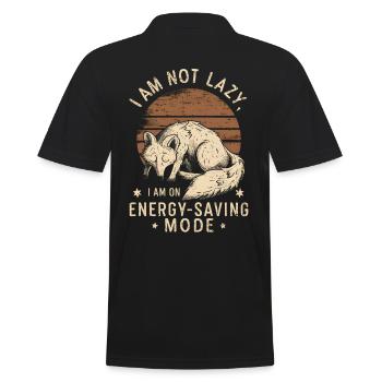 I am not lazy I´m on energy saving mode sleepy fox - Men's Polo Shirt - black - Back - Kai (181cm)