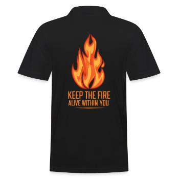 Keep the fire alive within you, Flame - Men's Polo Shirt - black - Back - Kai (181cm)