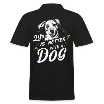 La vie est meilleure avec un chien / Amoureux des chiens - Polo Homme - noir - Dos - Kai (181cm)
