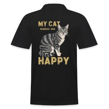 Mon chat me rend heureuse - Polo Homme - noir - Dos - Kai (181cm)