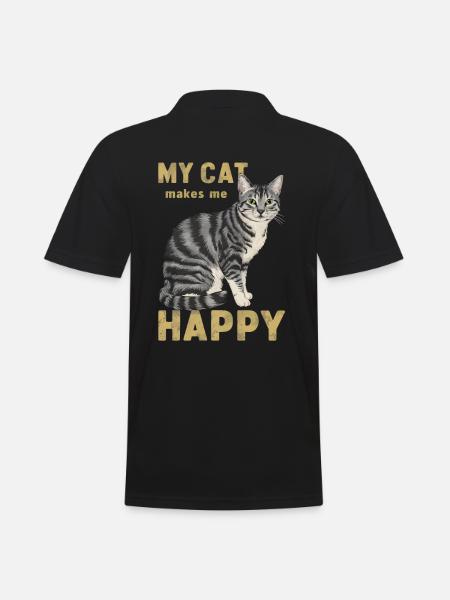 Mon chat me rend heureuse - Polo Homme - noir