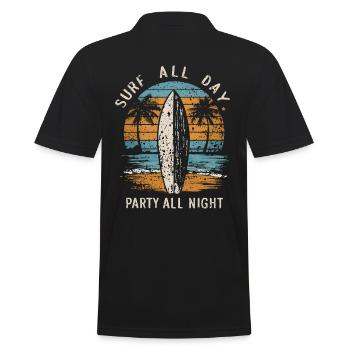 Surfen Sie den ganzen Tag, feiern Sie die ganze Nacht - Männer Poloshirt - Schwarz - Hinten - Kai (181cm)