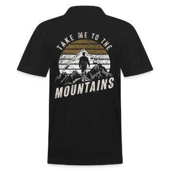 Mit mir in die Berge / Wandern - Männer Poloshirt - Schwarz - Hinten - Kai (181cm)