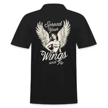 Breite deine Flügel aus und fliege Angel Angelwings Woman - Männer Poloshirt - Schwarz - Hinten - Kai (181cm)