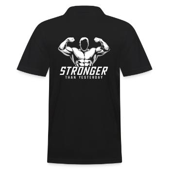 Stronger than yesterday / Body Builder Fitness - Men's Polo Shirt - black - Back - Kai (181cm)