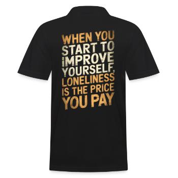 When you start to improve yourself / Motivational - Men's Polo Shirt - black - Back - Kai (181cm)