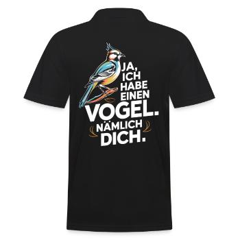 Ja ich habe einen Vogel nämlich dich - Männer Poloshirt - Schwarz - Hinten - Kai (181cm)