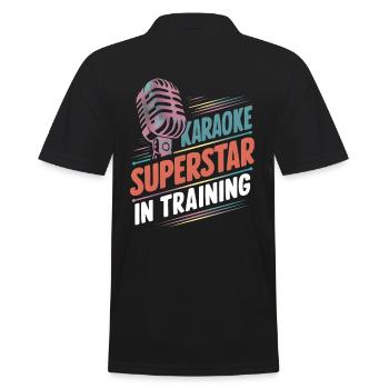 Karaoke-Superstar im Training - Männer Poloshirt - Schwarz - Hinten - Kai (181cm)