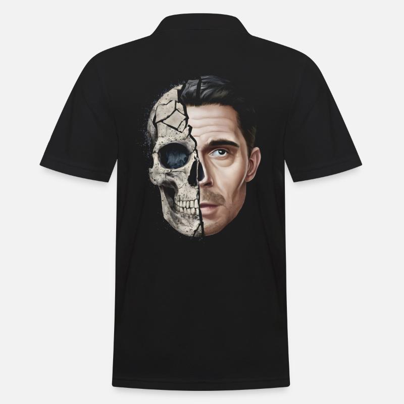 Halb Mensch, halb Schädel - Männer Poloshirt - Schwarz