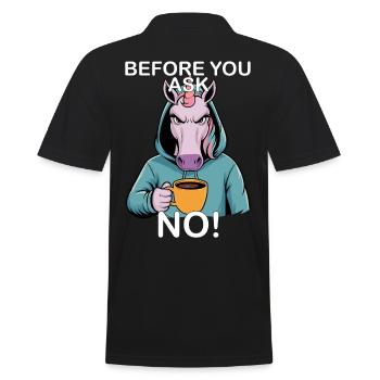 Avant de demander non, drôle de licorne - Polo Homme - noir - Dos - Kai (181cm)