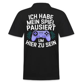 Gamer Gaming Zocken Zocker - Männer Poloshirt - Schwarz - Hinten - Kai (181cm)