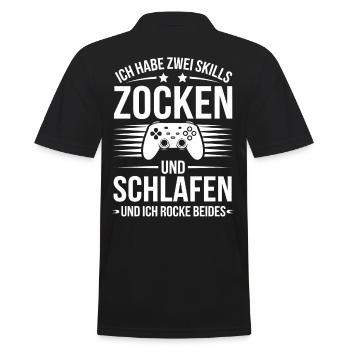 Gamer Gaming Zocken Zocker - Männer Poloshirt - Schwarz - Hinten - Kai (181cm)