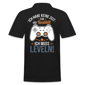 Gamer Gaming Zocken Zocker - Männer Poloshirt - Schwarz - Hinten - Kai (181cm)