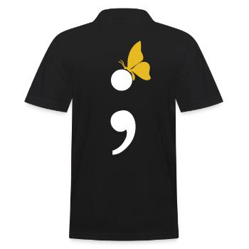 Psychische Gesundheit Depression Semikolon - Männer Poloshirt - Schwarz - Hinten - Kai (181cm)