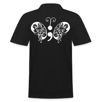 Santé mentale Dépression Point-virgule - Polo Homme - noir - Dos - Kai (181cm)