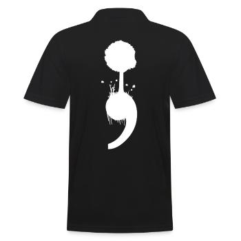 Mental Health Depression Semicolon - Men's Polo Shirt - black - Back - Kai (181cm)