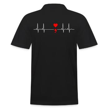 Santé mentale Dépression Point-virgule - Polo Homme - noir - Dos - Kai (181cm)