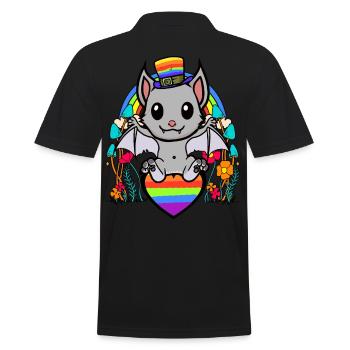 LGBT Gay Pride Bat Rainbow Flag - Men's Polo Shirt - black - Back - Kai (181cm)