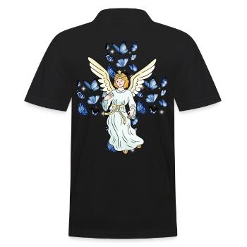 Angel Cross Crucifix Butterflies Crosses - Men's Polo Shirt - black - Back - Kai (181cm)