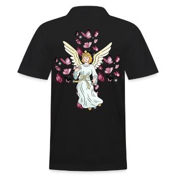 Celestial Angel Butterflies Cross Crosses - Men's Polo Shirt - black - Back - Kai (181cm)