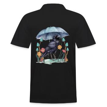 oiseau corbeau parapluie météo nature corbeau - Polo Homme - noir - Dos - Kai (181cm)
