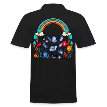 Regenbogen Schmetterlinge Natur Blumen Insekt - Männer Poloshirt - Schwarz - Hinten - Kai (181cm)
