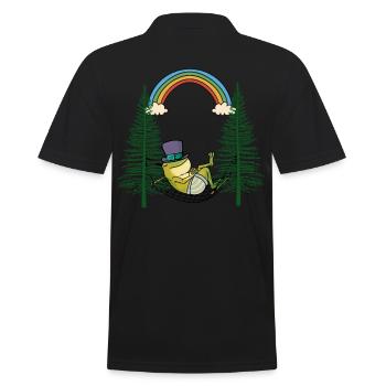 Frog frogs nature lover chilling hammock - Men's Polo Shirt - black - Back - Kai (181cm)