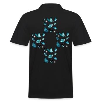 Schmetterlinge Schmetterling Kreuz Kreuze - Männer Poloshirt - Schwarz - Hinten - Kai (181cm)
