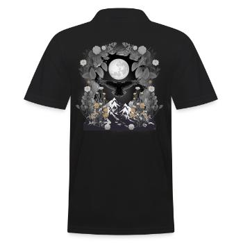 mystical nature raven crow birds full moon halloween - Men's Polo Shirt - black - Back - Kai (181cm)