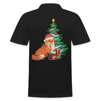 Nikolaus Fuchs Füchse Weihnachtsmann Tannenbaum - Männer Poloshirt - Schwarz - Hinten - Kai (181cm)