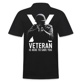 Der Veteran ist hier, um Sie zu retten - Männer Poloshirt - Schwarz - Hinten - Kai (181cm)