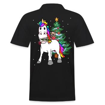Unicorn Christmas Christmas Gift Xmas - Men's Polo Shirt - black - Back - Kai (181cm)