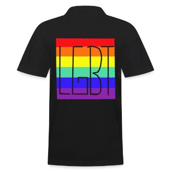 LGBT Regenbogenfahne Gay Pride - Männer Poloshirt - Schwarz - Hinten - Kai (181cm)