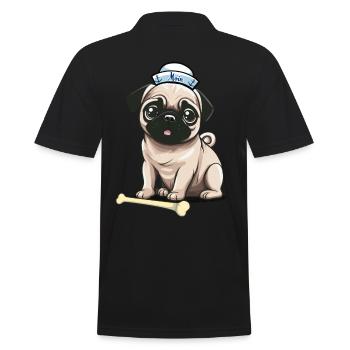 Hund Hunde maritim Moin Seemann Matrose Ahoi - Männer Poloshirt - Schwarz - Hinten - Kai (181cm)