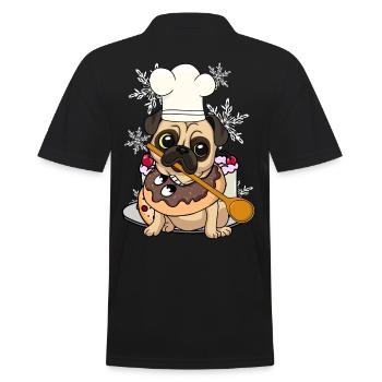 Pug Christmas Dog Dog Christmas Xmas - Men's Polo Shirt - black - Back - Kai (181cm)