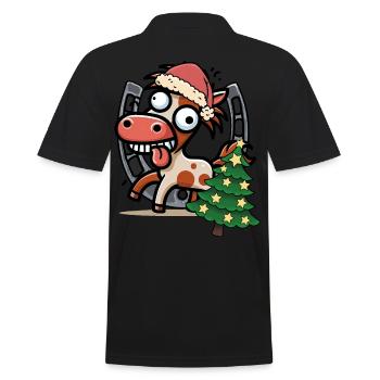 Père Noël Cheval Chevaux Noël Père Noël - Polo Homme - noir - Dos - Kai (181cm)