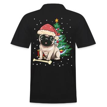 Carlin Chien Chiens Père Noël Père Noël - Polo Homme - noir - Dos - Kai (181cm)
