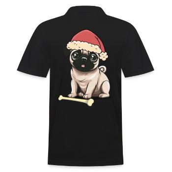 Mops Hunde Hund Nikolaus Weihnachtsmann Santa - Männer Poloshirt - Schwarz - Hinten - Kai (181cm)