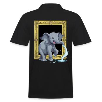 Elefant Elefanten Rüssel - Männer Poloshirt - Schwarz - Hinten - Kai (181cm)