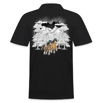 Noël Autriche Tyrol Hiver Montagnes Chevaux - Polo Homme - noir - Dos - Kai (181cm)