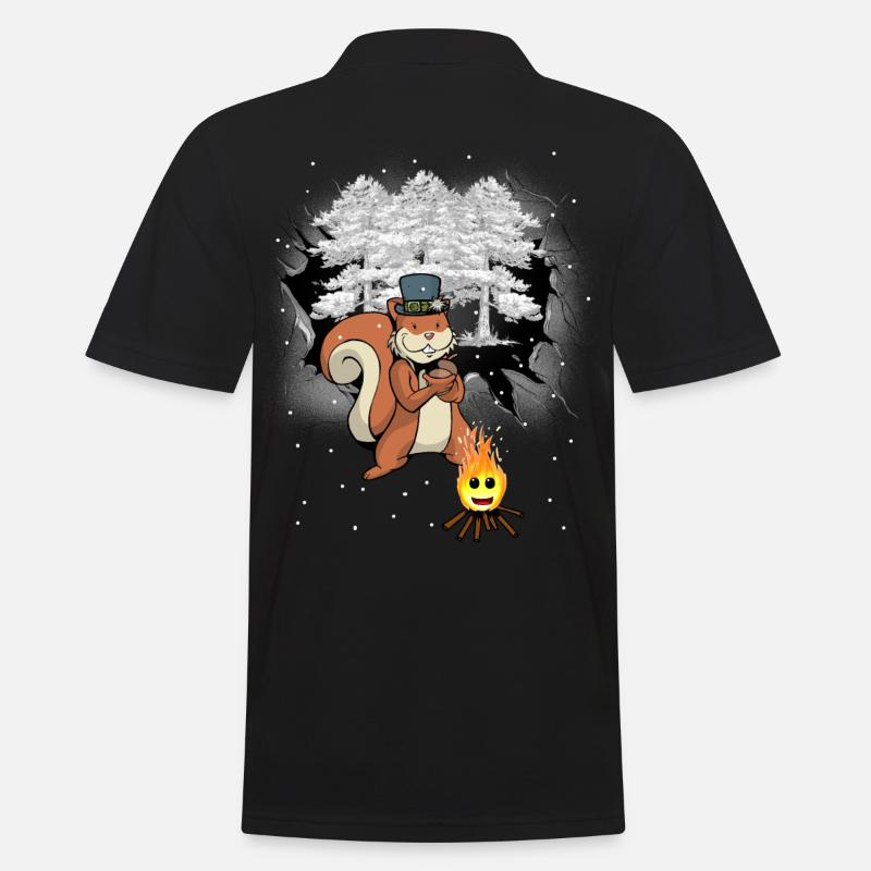 Winter Wald Eichhörnchen Kinder - Männer Poloshirt - Schwarz