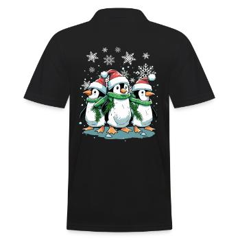 Niedlicher Weihnachtspinguin - Niedlicher Weihnachtspinguin - Männer Poloshirt - Schwarz - Hinten - Kai (181cm)